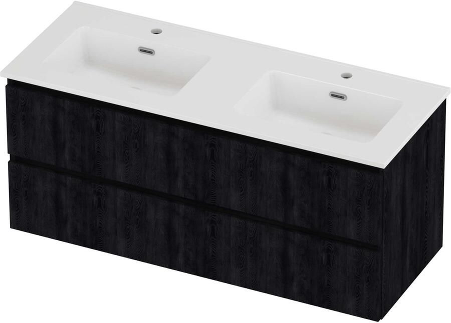 Proline Tribute Badmeubelset Porselein Elegant 2 Gaten 120x46x54 cm Glans Wit Charcoal Oak