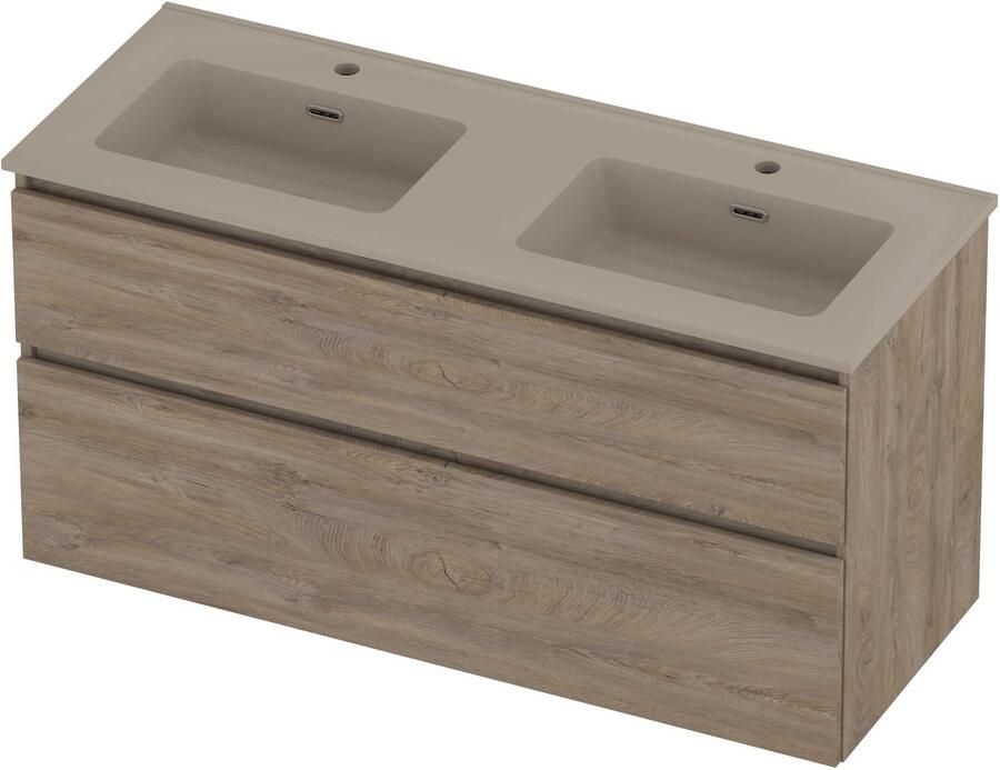 Proline Tribute Badmeubelset Porselein Elegant 2 Gaten 120x46x62 cm Mat Crème Cotton Raw Oak
