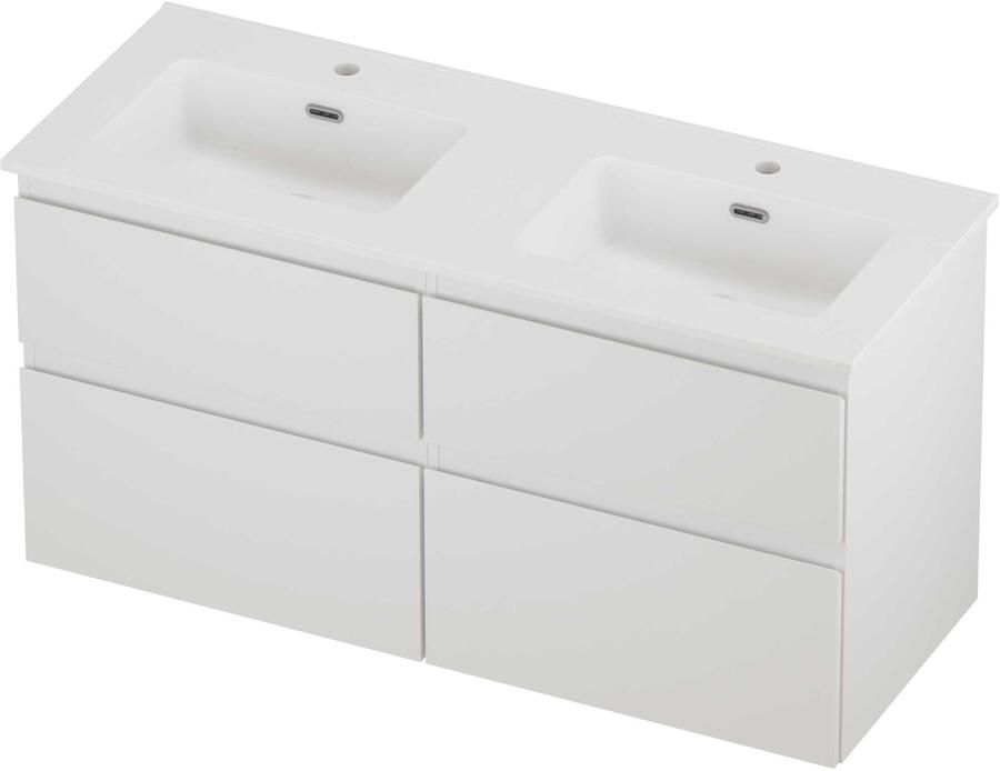 Proline Tribute Badmeubelset Porselein Elegant 2 Kraangaten 120x46x62 cm Mat White Mat Wit