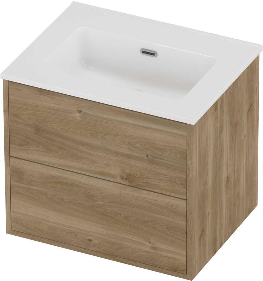 Proline Tribute Badmeubelset Porselein Elegant 2 Laden 60x46x54 cm Glans Wit Cider Oak