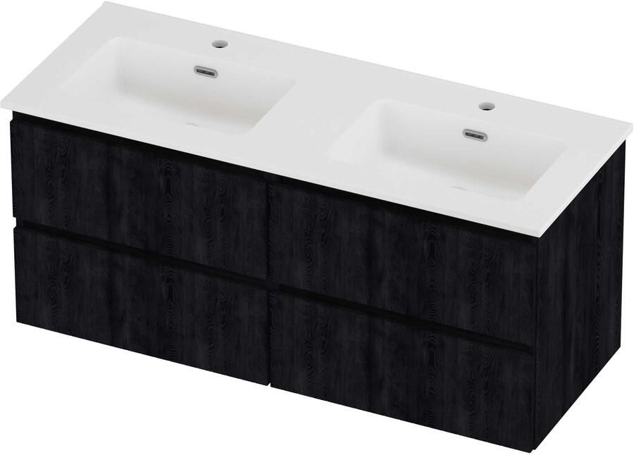 Proline Tribute Badmeubelset Porselein Elegant 4 Laden 120x46x54 cm Mat White Charcoal Oak