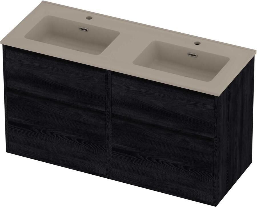 Proline Tribute Badmeubelset Porselein Elegant 4 Laden 120x46x67 cm Mat Crème Cotton Black Oak