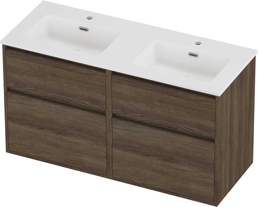 Proline Tribute Badmeubelset Porselein Elegant 4 Laden 120x46x67 cm Mat White Vital Oak