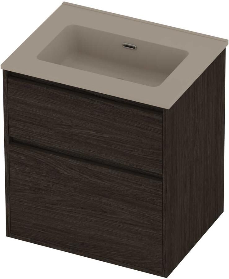 Proline Tribute Badmeubelset Porselein Elegant 60x46x67 cm Mat Crème Cotton Mokka Oak