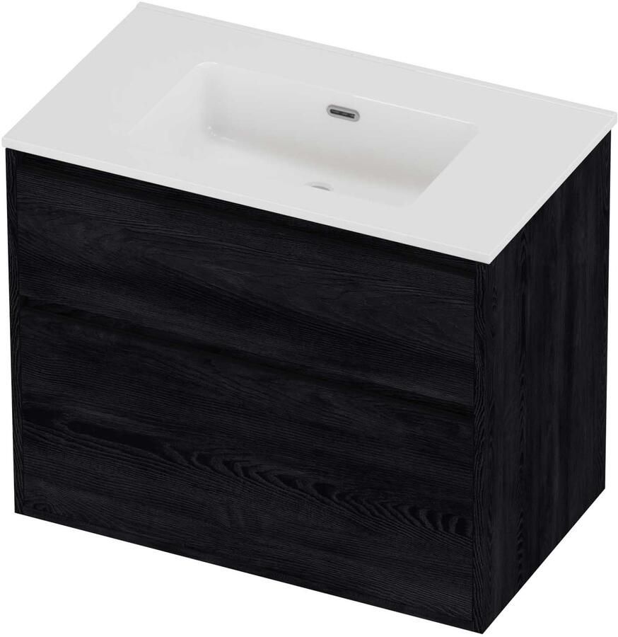 Proline Tribute Badmeubelset Porselein Elegant 80x46x67 cm Glans Wit Black Oak