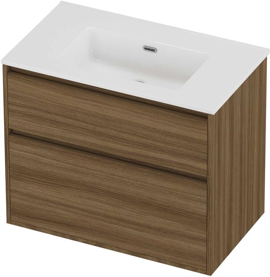Proline Tribute Badmeubelset Porselein Elegant 80x46x67 cm Glans Wit Caramel Walnut