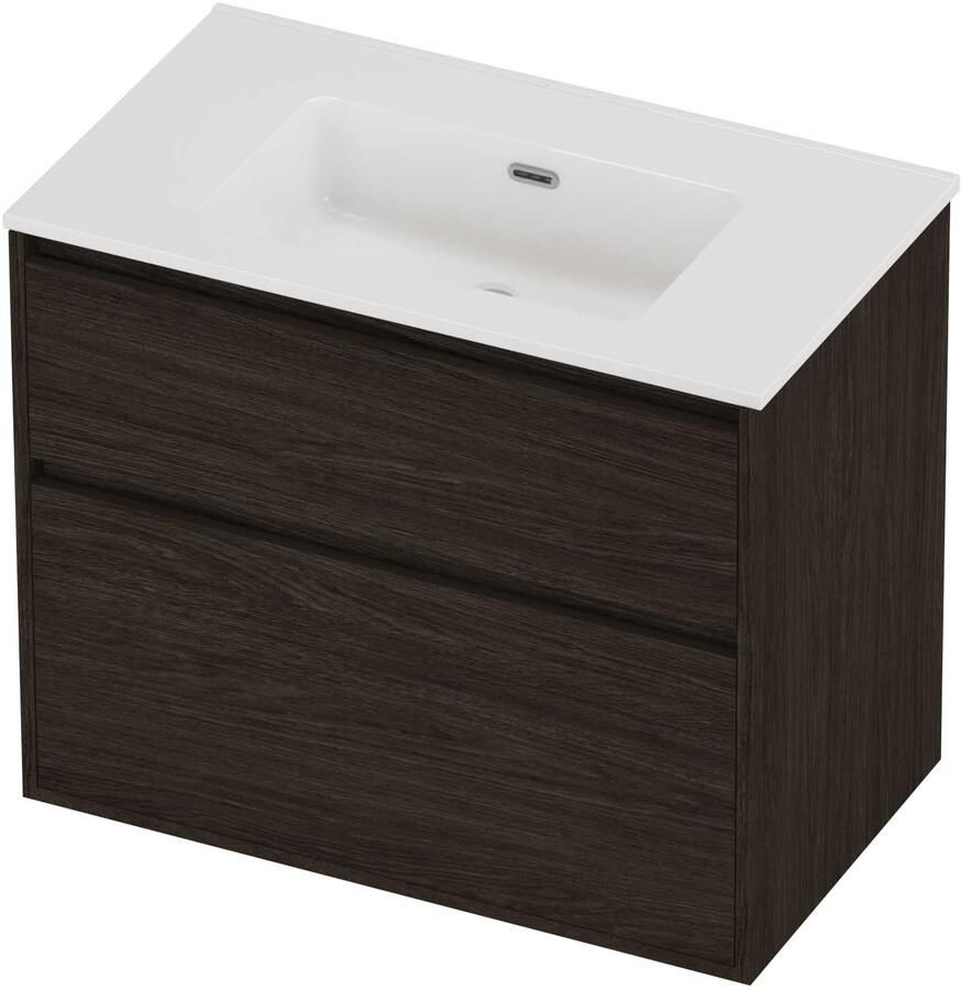 Proline Tribute Badmeubelset Porselein Elegant 80x46x67 cm Glans Wit Mokka Oak