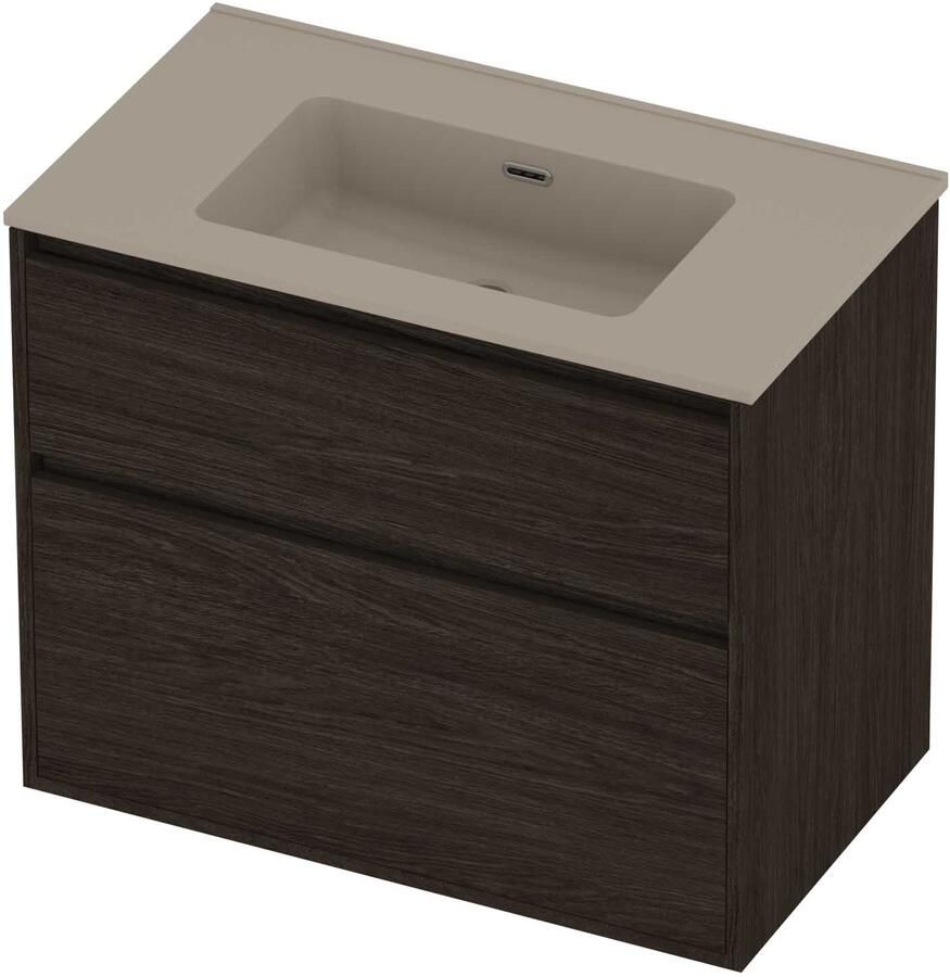 Proline Tribute Badmeubelset Porselein Elegant 80x46x67 cm Mat Crème Cotton Mokka Oak