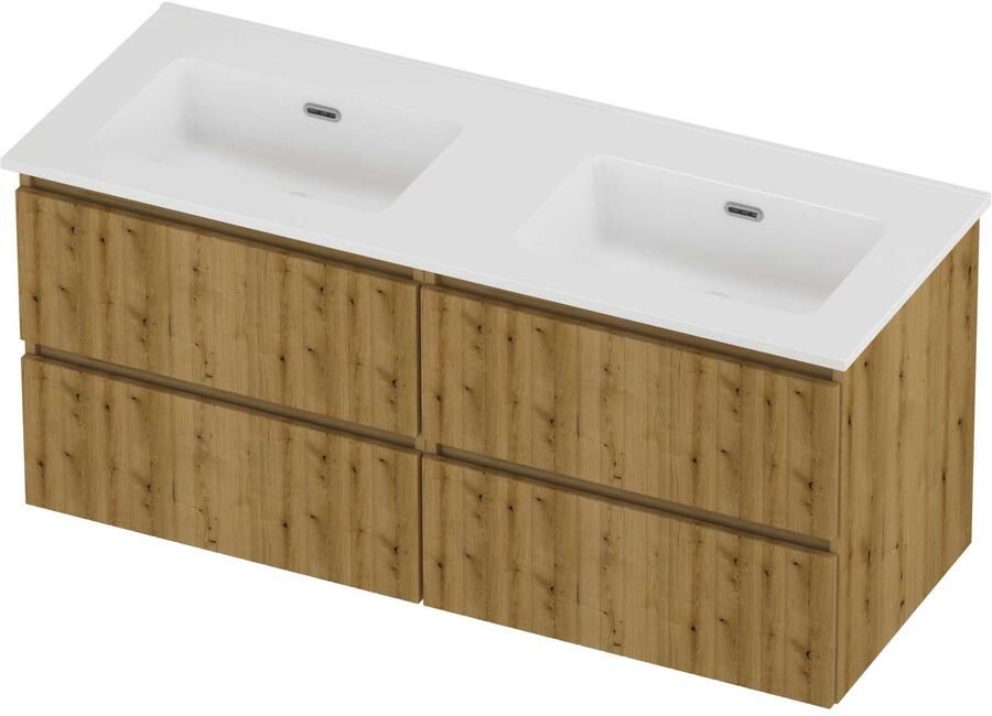 Proline Tribute Badmeubelset Porselein Elegant Dubbel 120x46x54 cm Glans Wit Urban Oak