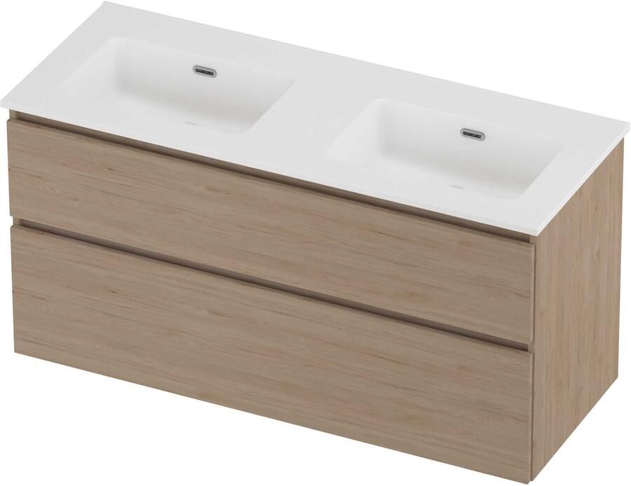 Proline Tribute Badmeubelset Porselein Elegant Dubbel 120x46x62 cm Mat White Ideal Oak