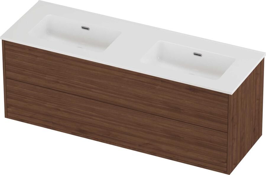 Proline Tribute Badmeubelset Porselein Elegant Dubbel 140x46x54 cm Glans Wit Indian Walnut
