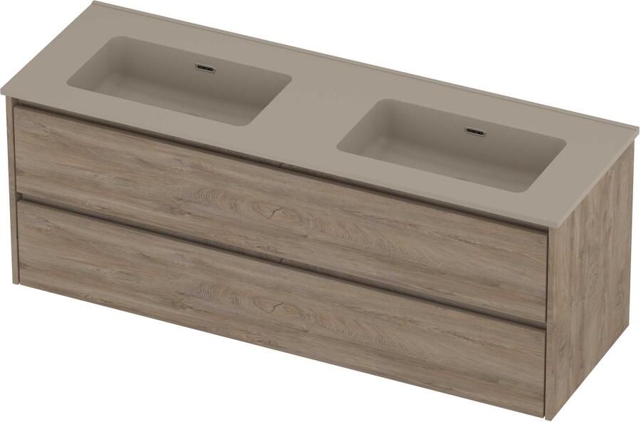 Proline Tribute Badmeubelset Porselein Elegant Dubbel 140x46x54 cm Mat Crème Cotton Raw Oak