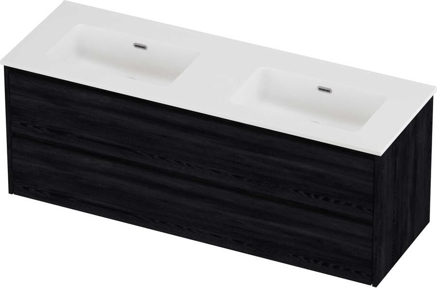 Proline Tribute Badmeubelset Porselein Elegant Dubbel 140x46x54 cm Mat White Black Oak