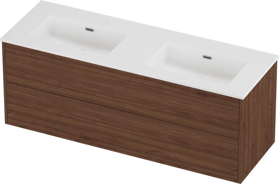 Proline Tribute Badmeubelset Porselein Elegant Dubbel 140x46x54 cm Mat White Indian Walnut