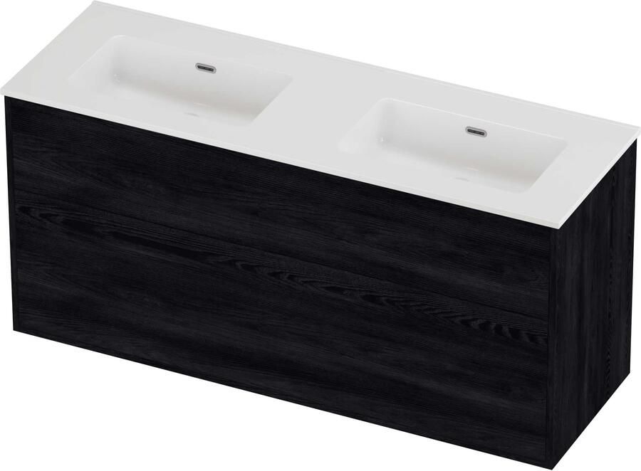 Proline Tribute Badmeubelset Porselein Elegant Dubbel 140x46x67 cm Glans Wit Black Oak