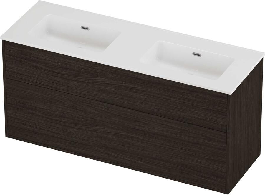 Proline Tribute Badmeubelset Porselein Elegant Dubbel 140x46x67 cm Glans Wit Mokka Oak