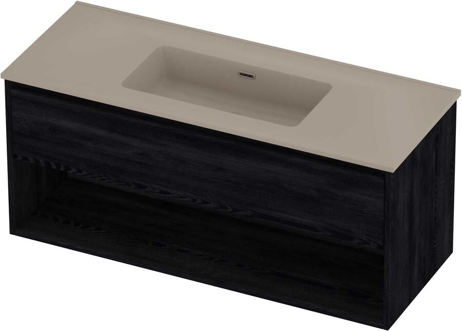 Proline Tribute Badmeubelset Porselein Elegant Enkel Schap 120x46x54 cm Mat Crème Cotton Black Oak