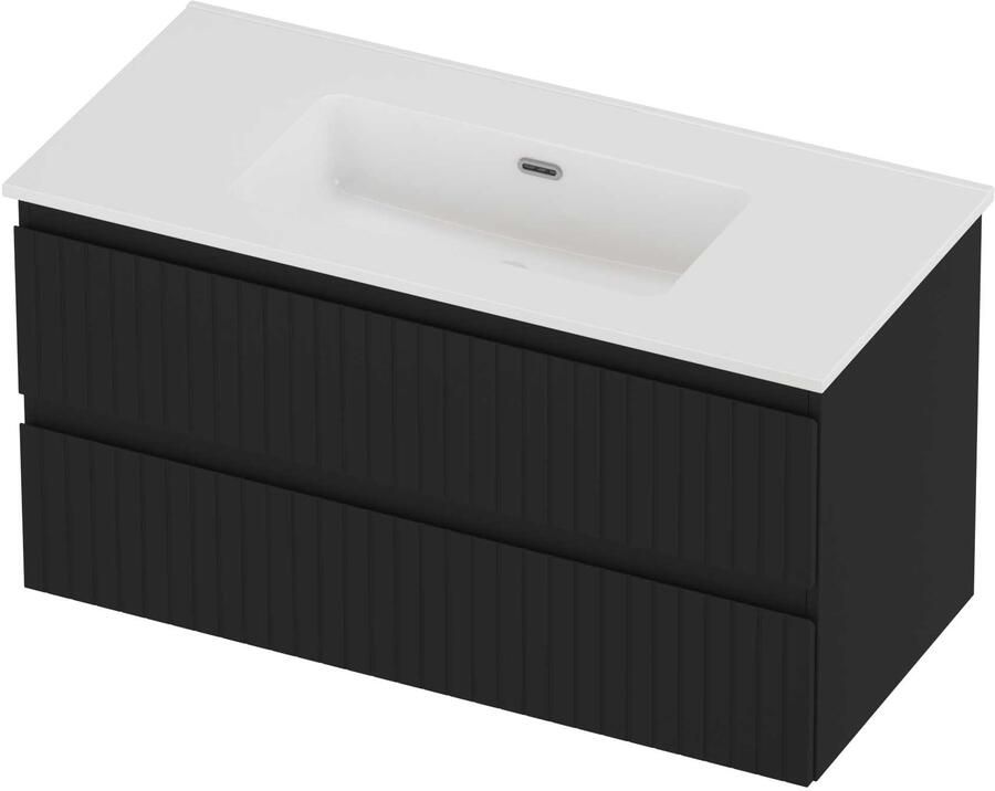 Proline Tribute Badmeubelset Porselein Elegant Gefreesd 100x46x54 cm Glans Wit Mat Zwart