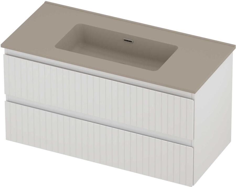 Proline Tribute Badmeubelset Porselein Elegant Gefreesd 100x46x54 cm Mat Crème Cotton Glans Wit