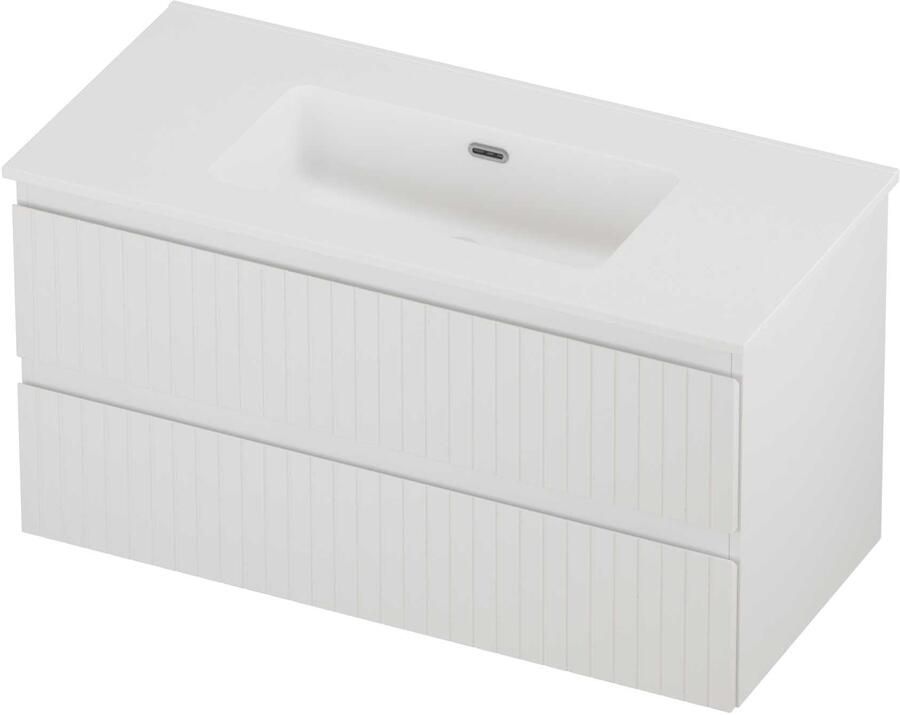 Proline Tribute Badmeubelset Porselein Elegant Gefreesd 100x46x54 cm Mat White Mat Wit