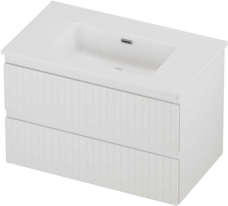 Proline Tribute Badmeubelset Porselein Elegant Gefreesd 80x46x54 cm Glans Wit Mat Wit