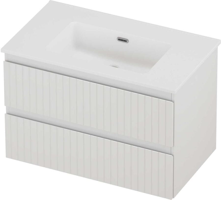 Proline Tribute Badmeubelset Porselein Elegant Gefreesd 80x46x54 cm Mat White Glans Wit