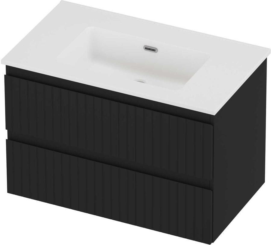 Proline Tribute Badmeubelset Porselein Elegant Gefreesd 80x46x54 cm Mat White Mat Zwart