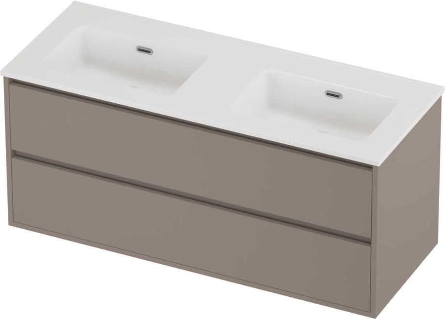 Proline Tribute Badmeubelset Porselein Elegant Greeploos 120x46x54 cm Glans Wit Clay Beige