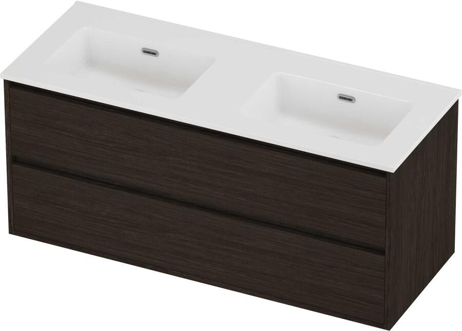 Proline Tribute Badmeubelset Porselein Elegant Greeploos 120x46x54 cm Glans Wit Mokka Oak