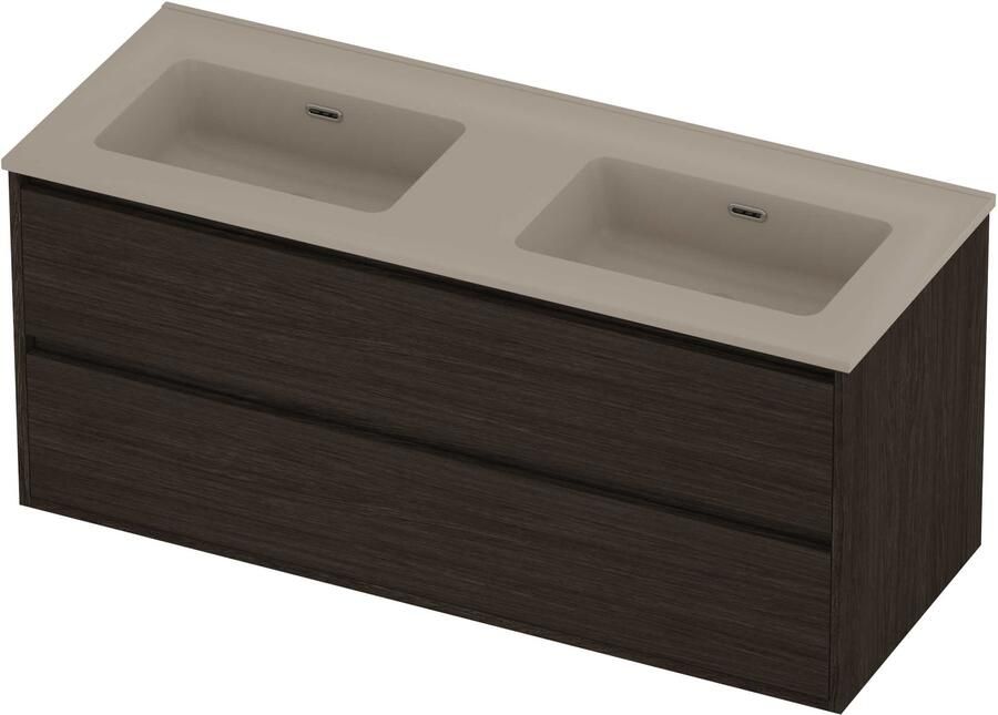 Proline Tribute Badmeubelset Porselein Elegant Greeploos 120x46x54 cm Mat Crème Cotton Mokka Oak