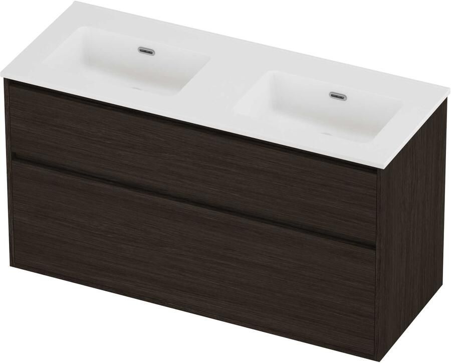 Proline Tribute Badmeubelset Porselein Elegant Greeploos 120x46x67 cm Mat White Mokka Oak