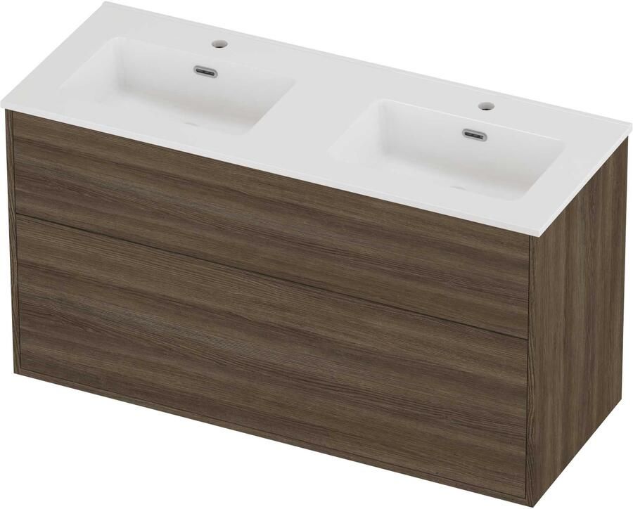Proline Tribute Badmeubelset Porselein Elegant In Kader 120x46x67 cm Glans Wit Vital Oak