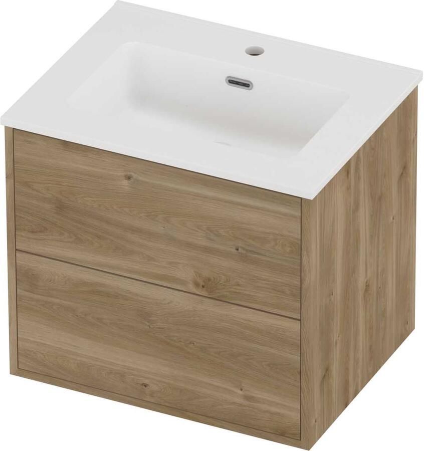 Proline Tribute Badmeubelset Porselein Elegant In Kader 60x46x54 cm Mat White Cider Oak