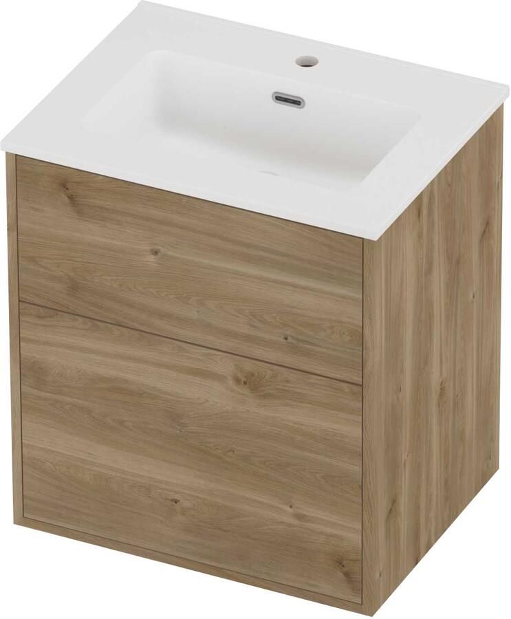 Proline Tribute Badmeubelset Porselein Elegant In Kader 60x46x67 cm Mat White Cider Oak