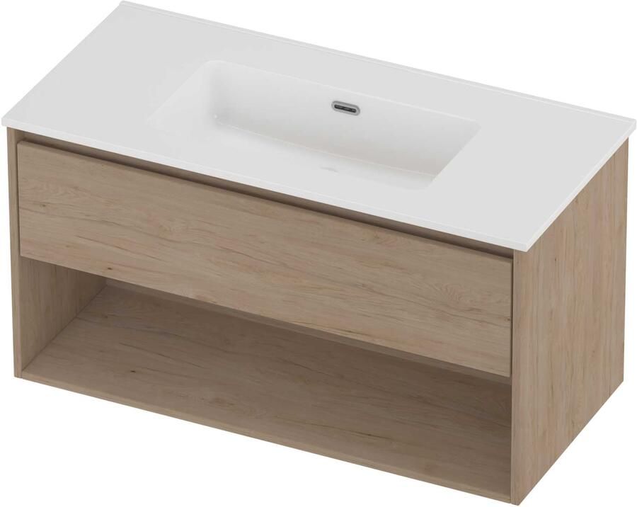Proline Tribute Badmeubelset Porselein Elegant Schap 100x46x54 cm Glans Wit Ideal Oak