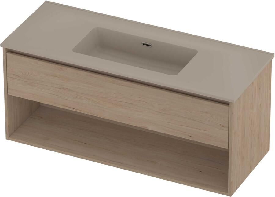 Proline Tribute Badmeubelset Porselein Elegant Schap 120x46x54 cm Mat Crème Cotton Ideal Oak