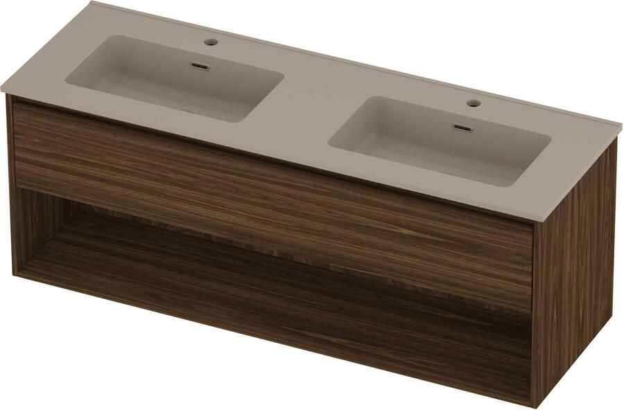 Proline Tribute Badmeubelset Porselein Elegant Schap 140x46x54 cm Mat Crème Cotton Cabana Oak