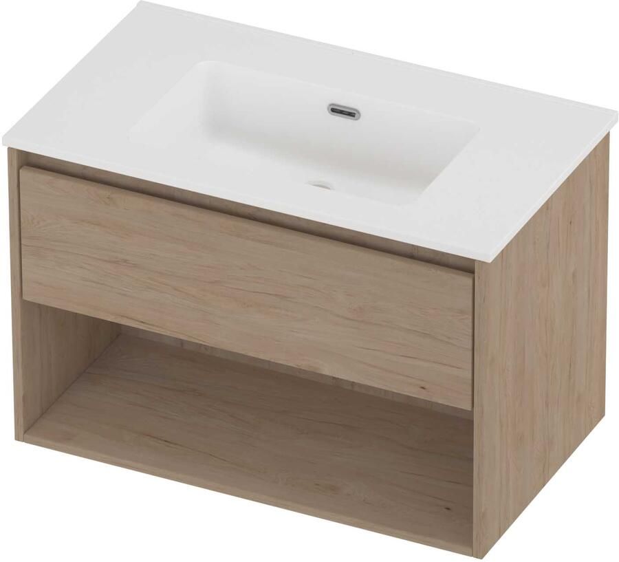 Proline Tribute Badmeubelset Porselein Elegant Schap 80x46x54 cm Mat White Ideal Oak