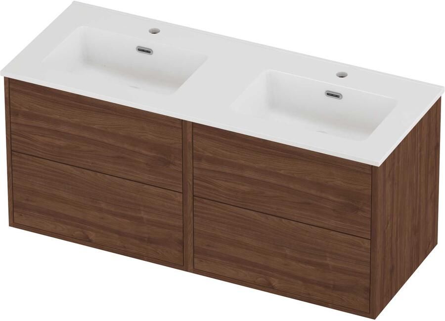 Proline Tribute Badmeubelset Porselein Elegant Symmetrisch 120x46x54 cm Glans Wit Indian Walnut