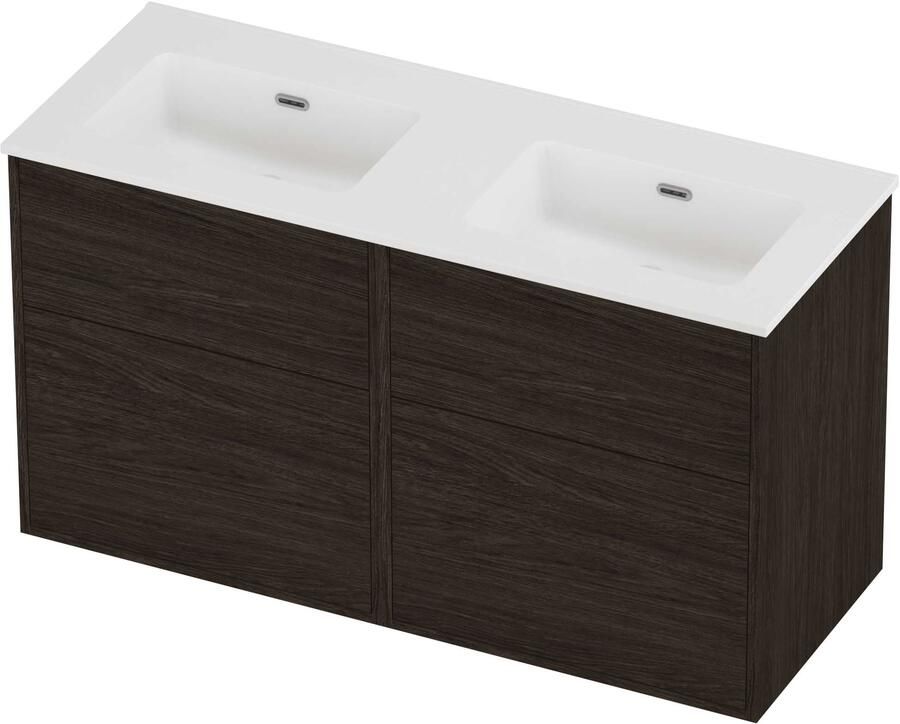 Proline Tribute Badmeubelset Porselein Elegant Zonder Gat 120x46x67 cm Mat White Mokka Oak