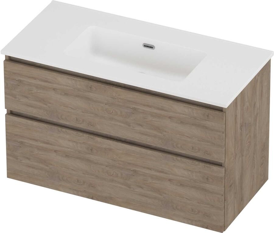 Proline Tribute Badmeubelset Porselein Elegant Zonder Kraangat 100x46x62 cm Mat White Raw Oak