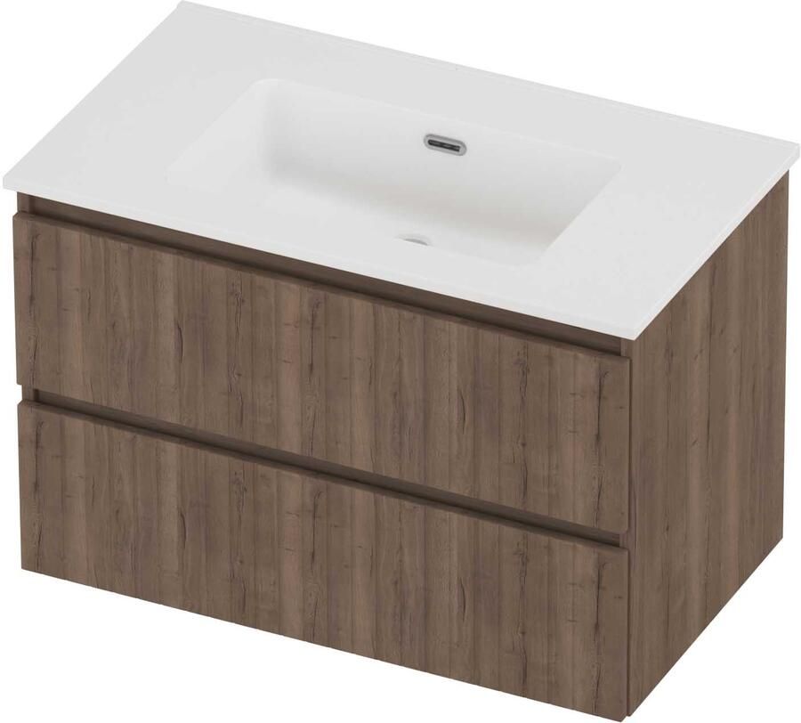 Proline Tribute Badmeubelset Porselein Elegant Zonder Kraangat 80x46x54 cm Mat White Terra Oak