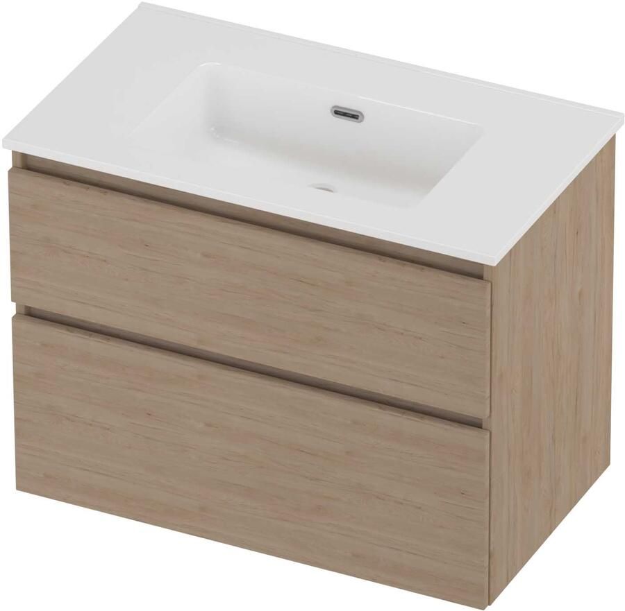 Proline Tribute Badmeubelset Porselein Elegant Zonder Kraangat 80x46x62 cm Glans Wit Ideal Oak