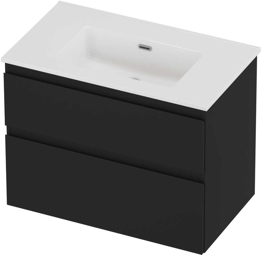 Proline Tribute Badmeubelset Porselein Elegant Zonder Kraangat 80x46x62 cm Glans Wit Mat Zwart