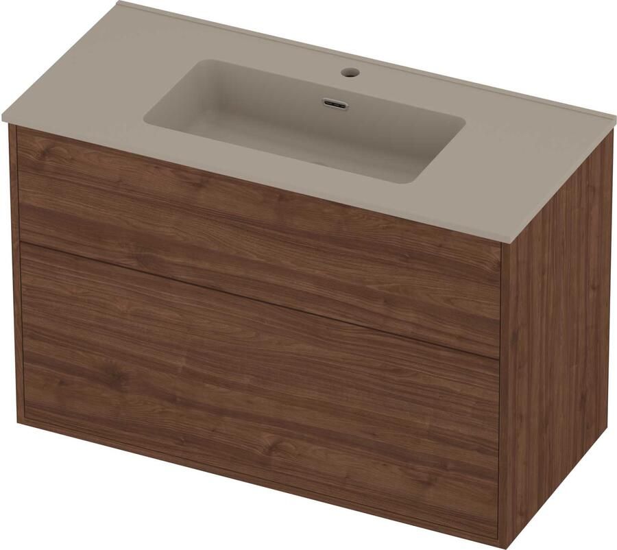 Proline Tribute Badmeubelset Porselein In Kader 100x46x67 cm Mat Crème Cotton Indian Walnut