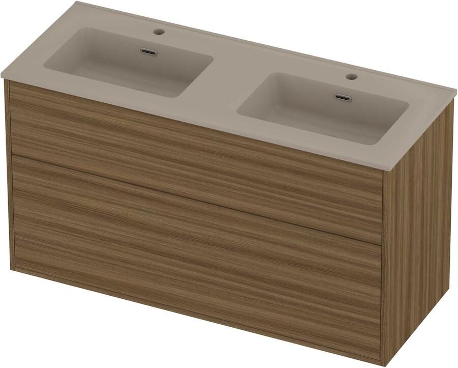 Proline Tribute Badmeubelset Porselein In Kader 120x46x67 cm Mat Crème Cotton Caramel Walnut