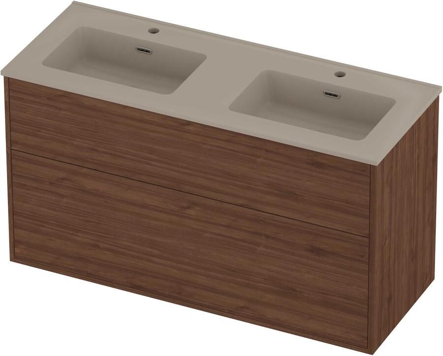 Proline Tribute Badmeubelset Porselein In Kader 120x46x67 cm Mat Crème Cotton Indian Walnut