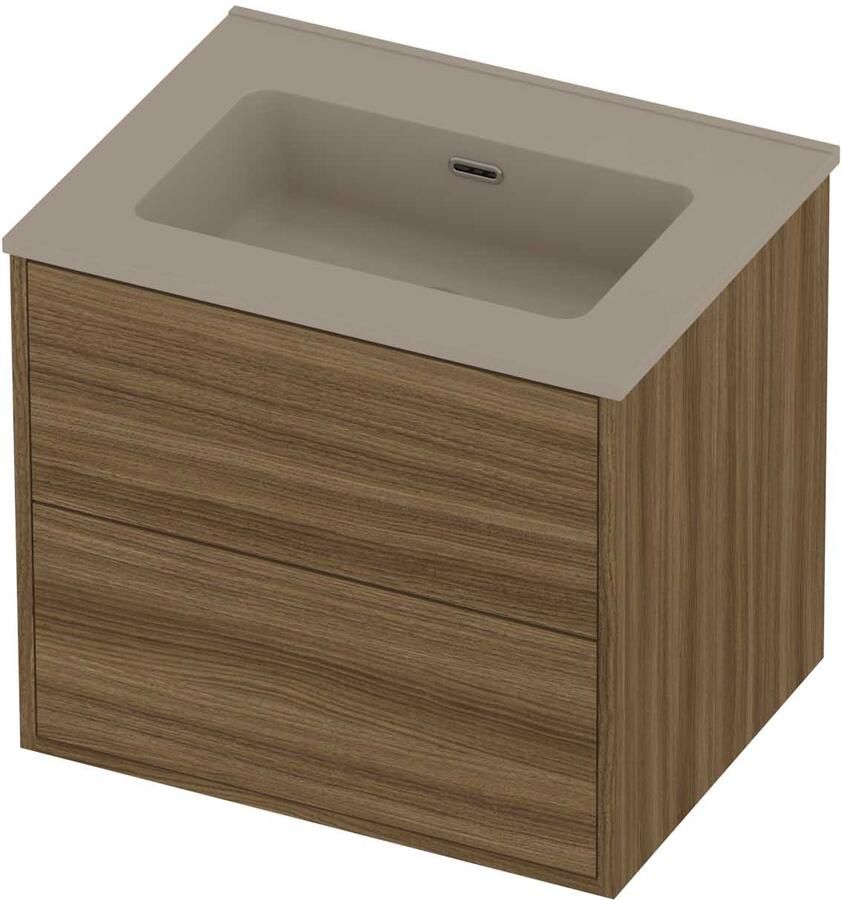 Proline Tribute Badmeubelset Porselein In Kader 60x46x54 cm Mat Crème Cotton Caramel Walnut