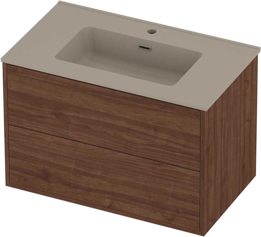 Proline Tribute Badmeubelset Porselein In Kader 80x46x54 cm Mat Crème Cotton Indian Walnut