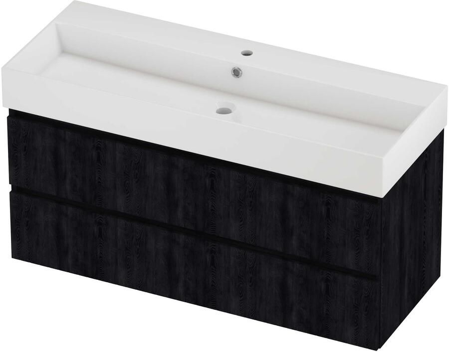 Proline Zara Badmeubelset Porselein Loft 1 Kraangat 120x46x65 cm Glans Wit Charcoal Oak